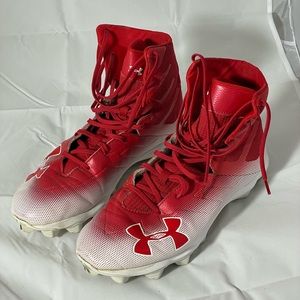 Under Armour Men’s Red & White Highlight Select Football Cleats Size 10
